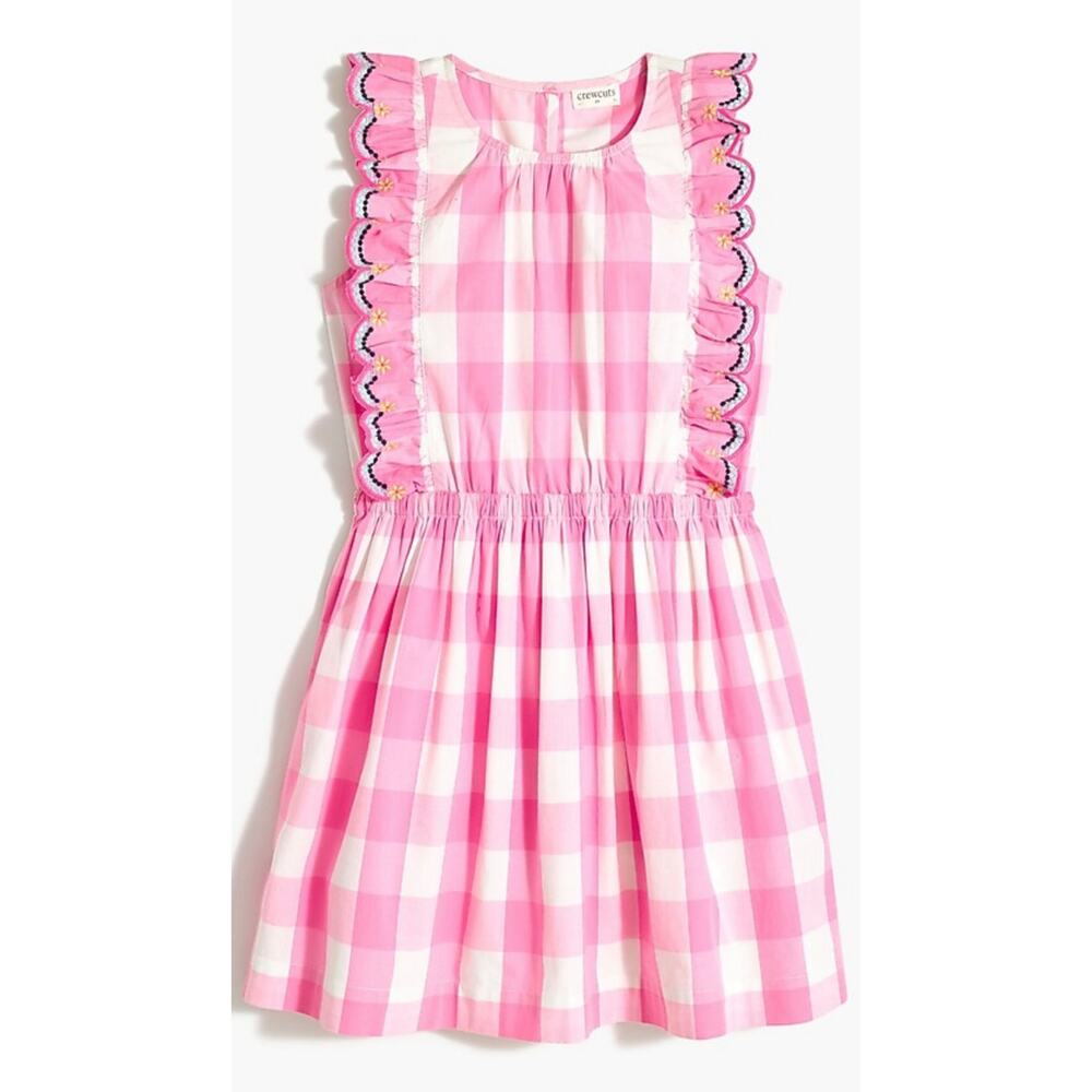 CREWCUTS Ruffle Trim Pink Gingham Party Dress NWT 16 Girls